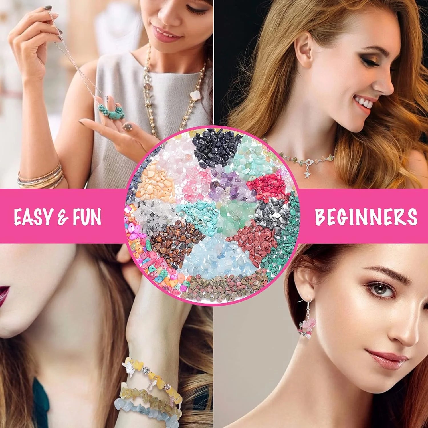 Jewelry Making Kit with 1587 PCS Beads & Supplies , Includes Crystal Beads, Pliers, Beading Wire, Earring Hooks, Charms for Bracelets & Necklaces , Craft Kits for Adults and Beginners