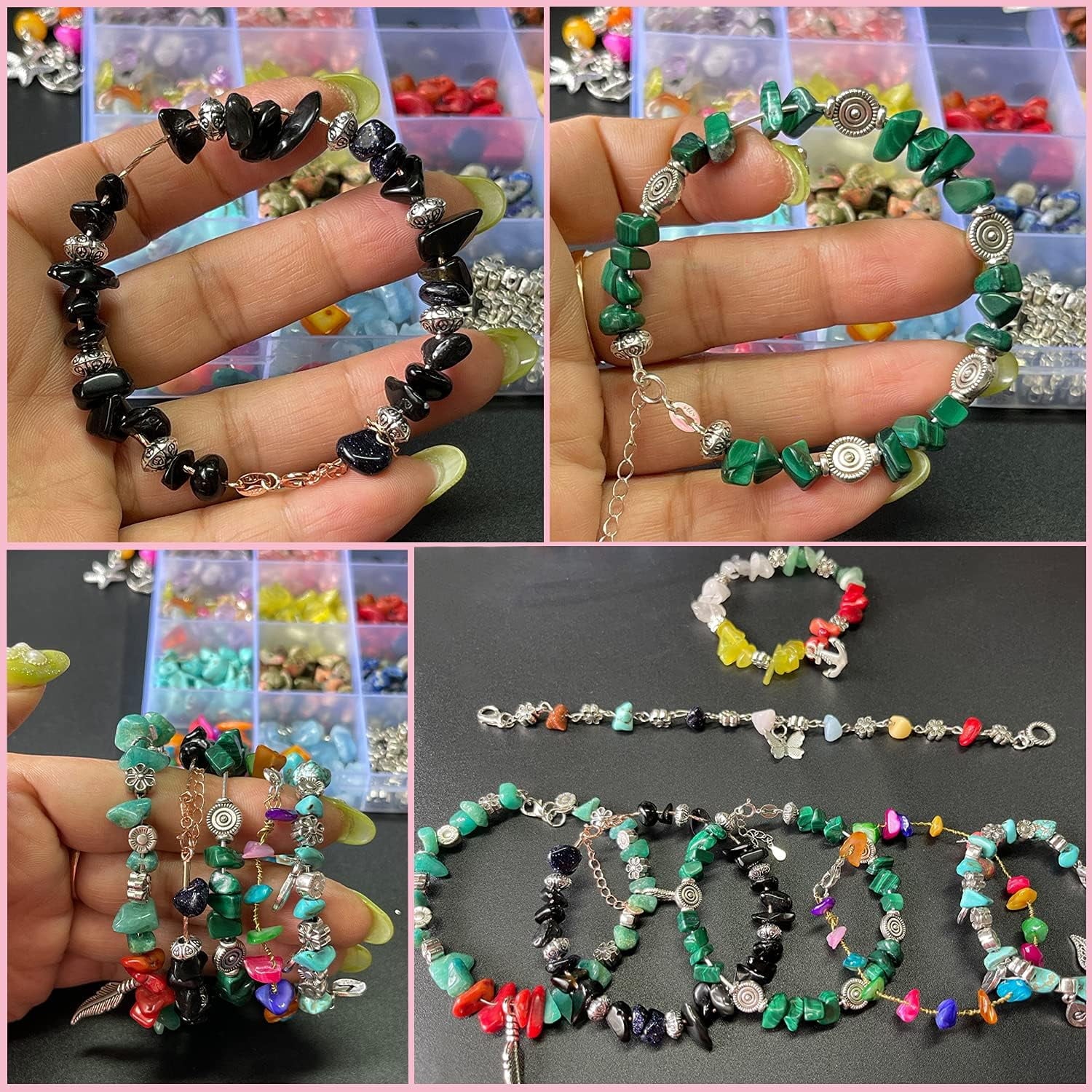 Jewelry Making Kit with 1587 PCS Beads & Supplies , Includes Crystal Beads, Pliers, Beading Wire, Earring Hooks, Charms for Bracelets & Necklaces , Craft Kits for Adults and Beginners