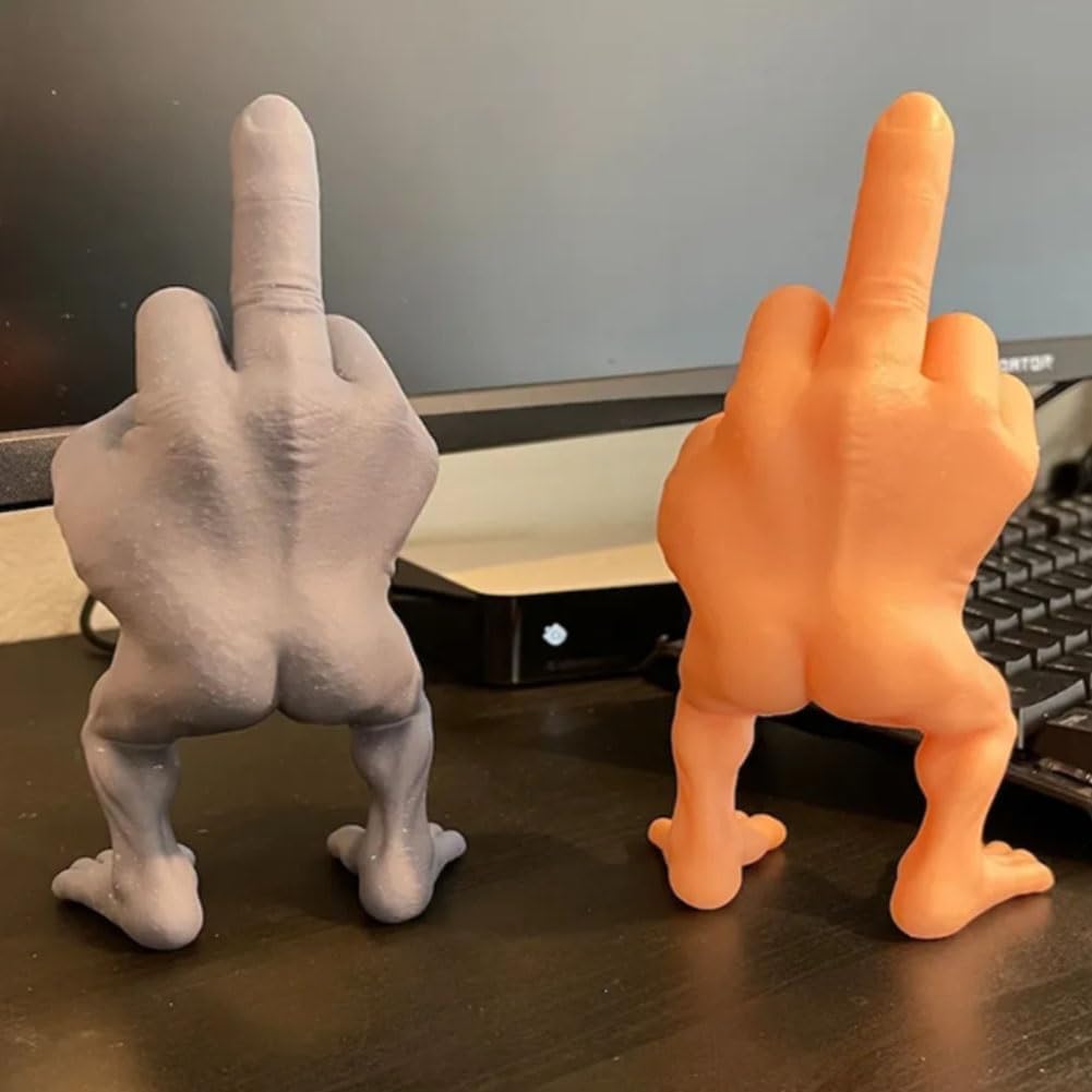 Funny Middle Finger Figure, 3D Figurine Desk Statue - Flesh, 7in