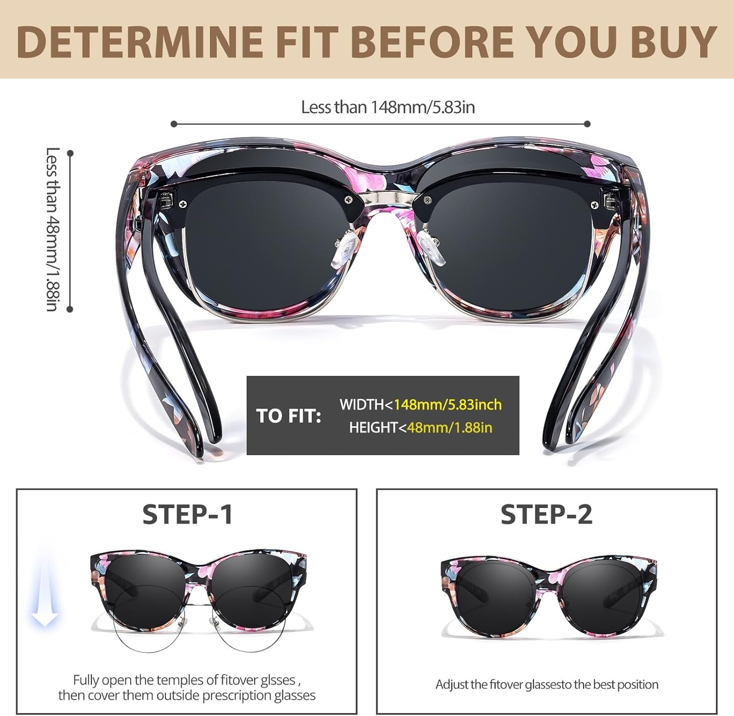 Polarized Sunglasses Fit over Glasses for Women, round Sunglasses for Driving & Outdoor UV400 Protection