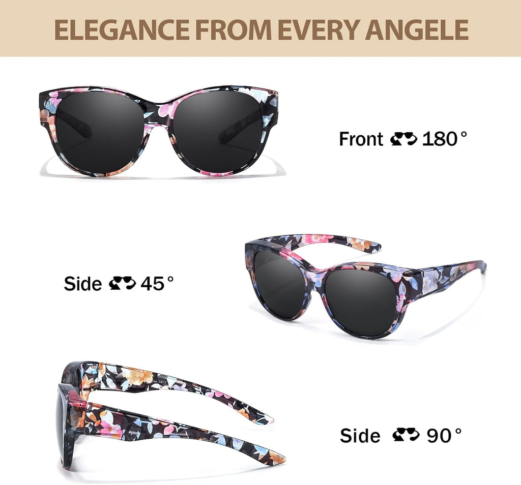 Polarized Sunglasses Fit over Glasses for Women, round Sunglasses for Driving & Outdoor UV400 Protection