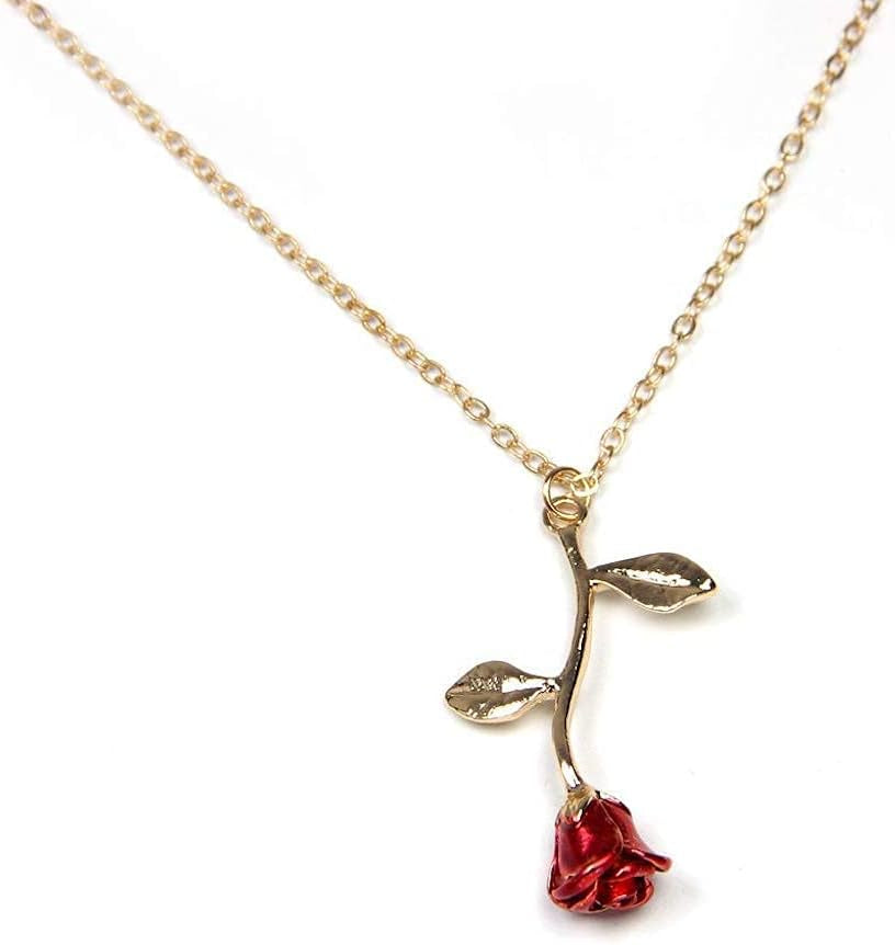 Rose Gold Necklace for Women – Dainty Flower Pendant Necklace, Gold Necklace for Women Jewelry, Minimalist Aesthetic Cute Necklace Gift for Girlfriend Wife Mom