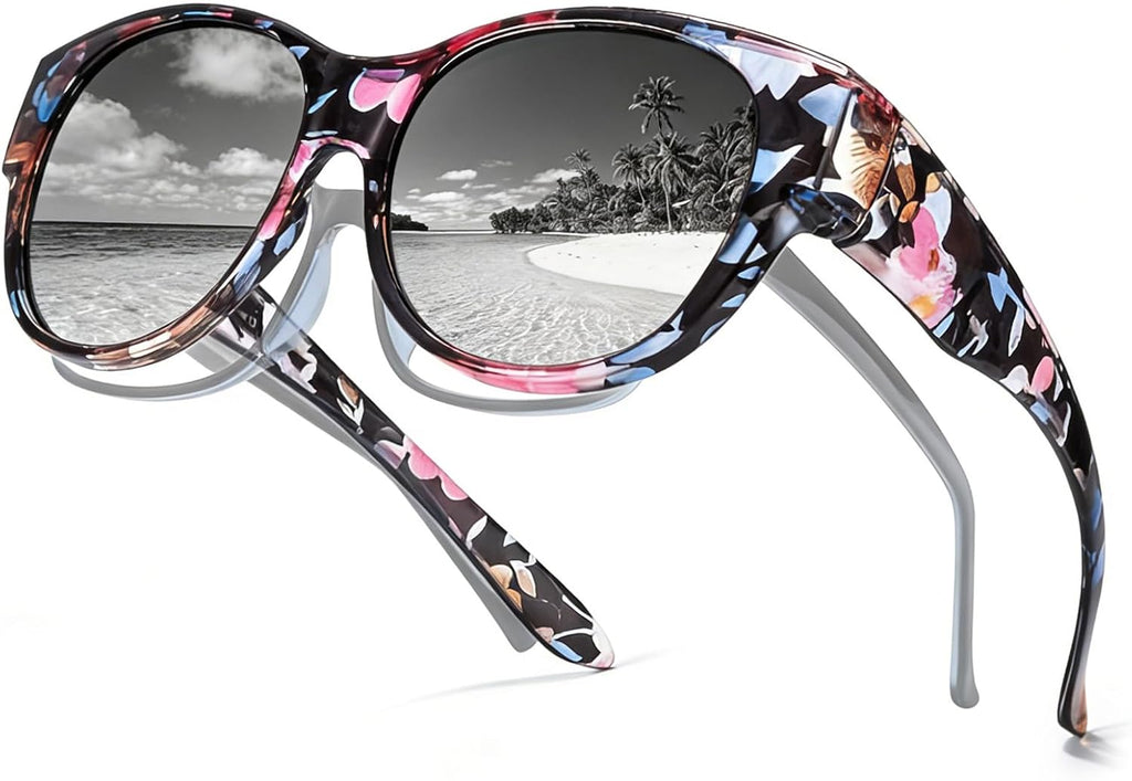 Polarized Sunglasses Fit over Glasses for Women, round Sunglasses for Driving & Outdoor UV400 Protection