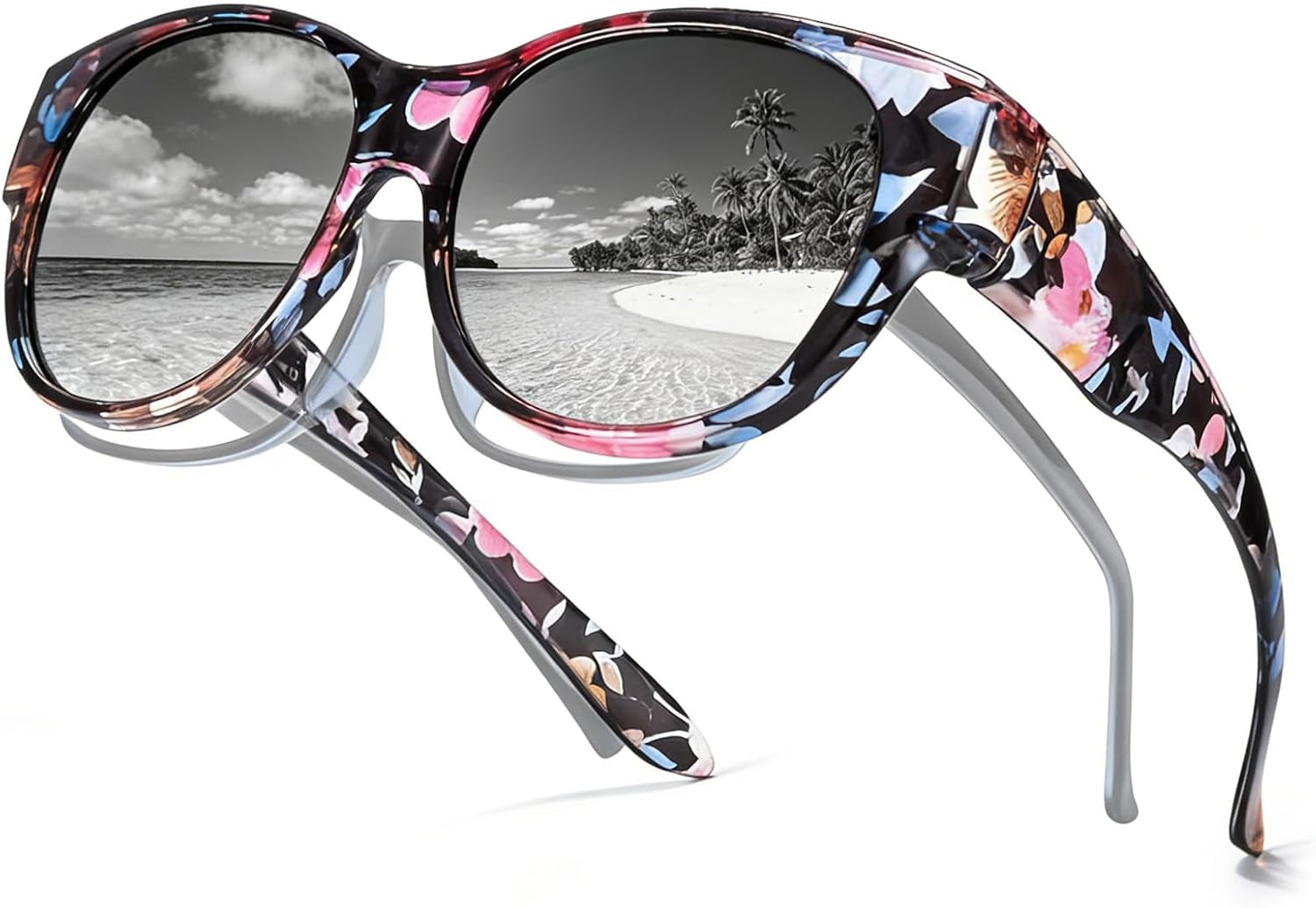 Polarized Sunglasses Fit over Glasses for Women, round Sunglasses for Driving & Outdoor UV400 Protection