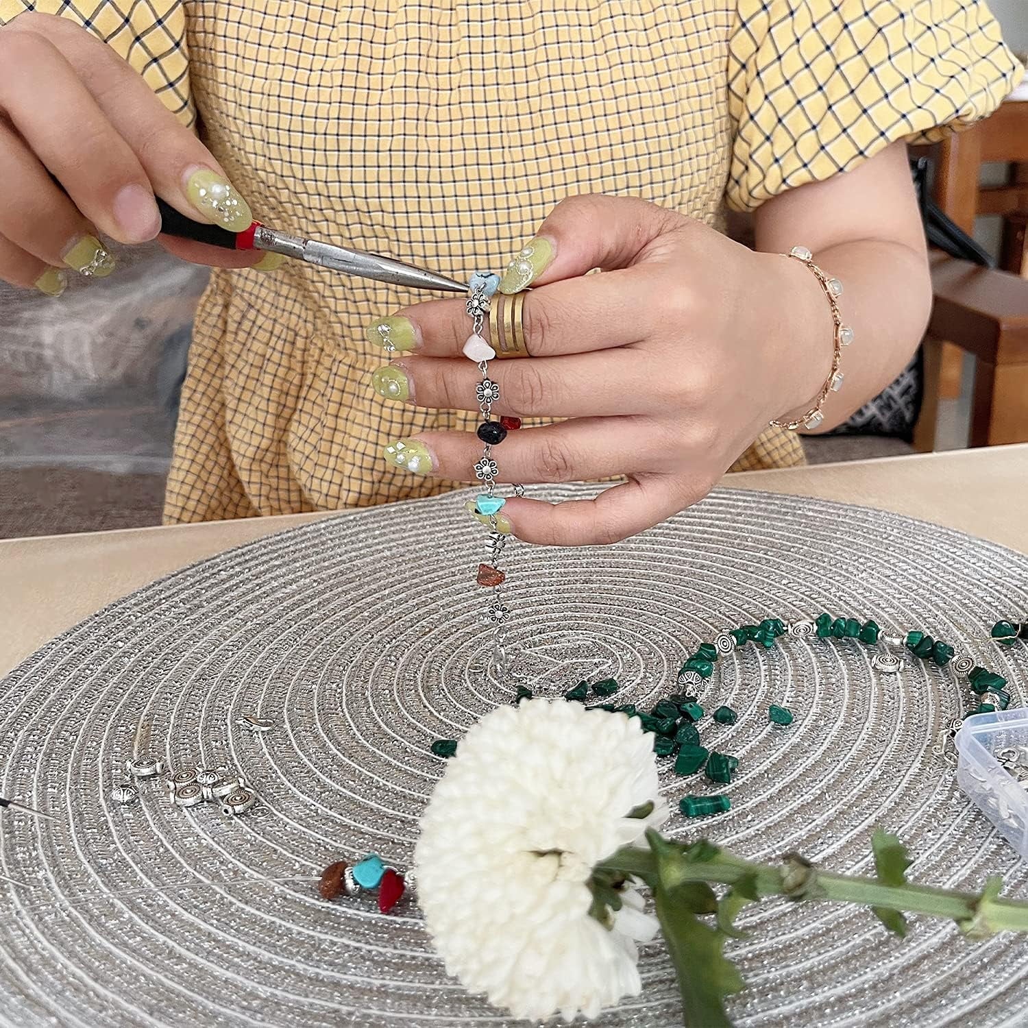 Jewelry Making Kit with 1587 PCS Beads & Supplies , Includes Crystal Beads, Pliers, Beading Wire, Earring Hooks, Charms for Bracelets & Necklaces , Craft Kits for Adults and Beginners